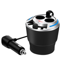 Divisor de Encendedor de Cigarrillos para Auto de 12-24V, Distribuidor de Energía Multipuerto para Auto con Pantalla LED, Adaptador de Corriente para Portavasos de Auto