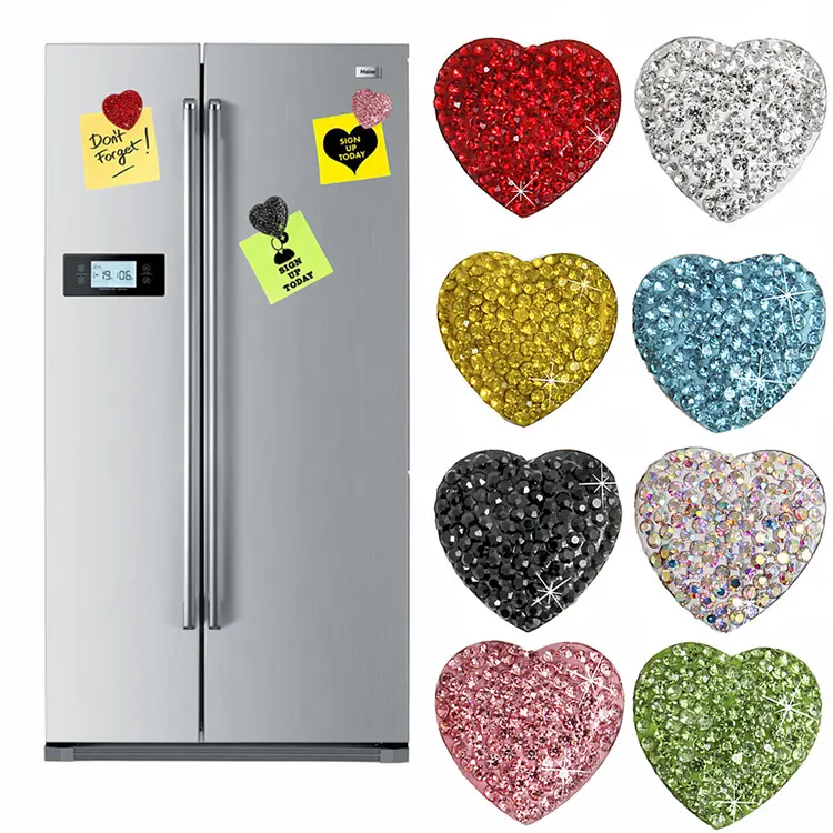 Bling Heart Designs Tourismus Souvenirs Magnetisches Glas Herz oder runder Kühlschrank Magnet für Kühlschrank