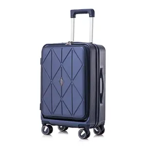 Design più recente 4 ruote Spinner cabina valigia da viaggio anteriore aperta PC Business bagaglio a mano di lusso con scomparto per Laptop