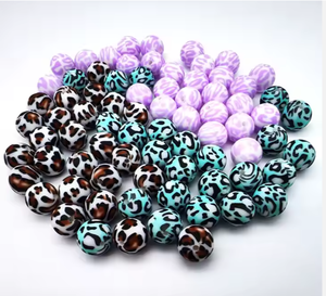 Usine 2024 nouveautés en gros rond à mâcher sans Bpa perles de Silicone bébé anneau de dentition de qualité alimentaire léopard Silicone perles dentition - Product Image 6