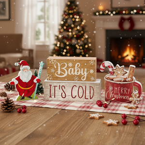 4 Piezas de Decoración Navideña para Mesa, Centro de Mesa de Madera con Temática de Chocolate Caliente, Vajilla y Decoraciones para Fiestas - Product Image 3