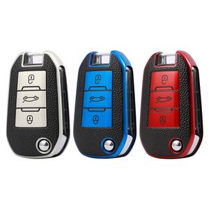 Étui de clé de voiture en TPU de Style cuir <span class=keywords><strong>pour</strong></span> Peugeot 208 2008 308 3008 408 508 107 301 Citroen C4 CACTUS C5 <span class=keywords><strong>DS4</strong></span> DS5 support Fob - Product Image 1