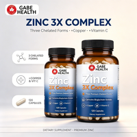 OEM Private Label Zinc 3X Complex 3 formes chélatées Carnosine Bisglycinate Orotate Cuivre Vitamine C 120 Comprimés pour le Système Immunitaire Personnalisé