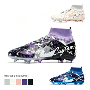 <span class=keywords><strong>Botas</strong></span> <span class=keywords><strong>de</strong></span> Fútbol <span class=keywords><strong>de</strong></span> Piel Sintética <span class=keywords><strong>de</strong></span> Caña Alta con Tacos Moldeados FG, Tobillera Acolchada, para Terreno Firme y Entrenamiento en Césped Artificial - Product Image 2