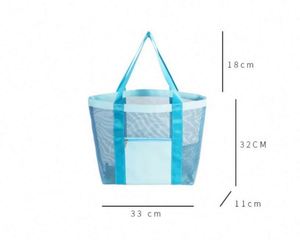 Bolsa de Compras Azul Personalizable 2025 de Alta Calidad con Logotipo Impreso Personalizado, Bolsas de Playa de Verano de Malla de Poliéster Negra para Mujer - Product Image 2