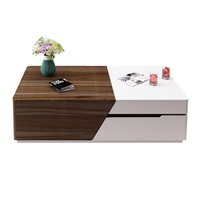 Table basse moderne avec rangement, plateau relevable, table centrale, 2 tiroirs