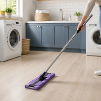 Serpillère plate en microfibre pour le nettoyage domestique, tête pivotante à 360 degrés, design fin, permet d'atteindre sous les canapés et les armoires, serpillère humide et sèche
