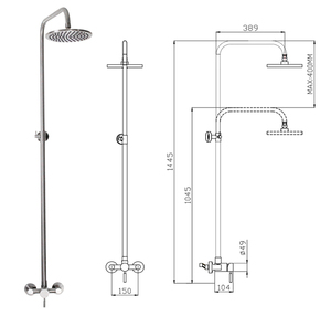 ABLinox Ensemble rideau de douche moderne en acier inoxydable pour salle de bain Système de douche extérieur pour piscine et jardin - Product Image 2