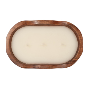 Ciotola ovale in legno con candela profumata alla vaniglia, piccolo accessorio decorativo per uso interno ed esterno - Product Image 5