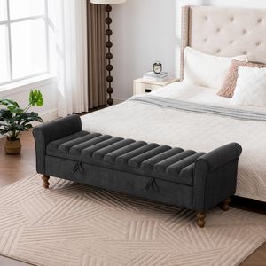 Banco de Almacenamiento Multifuncional Moderno y Duradero con Tapas Dobles y Cojín de Cama Otomano <span class=keywords><strong>para</strong></span> Muebles de Dormitorio - Product Image 1