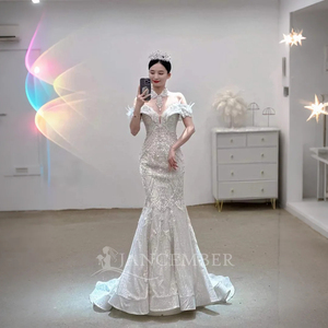 Luxury Beading Rhinestones <b>Wedding</b> Dresses Bridal Lace <b>Wedding</b> Dress Pearls Mermaid Bride Gowns Lsjj31 - Product Image 2