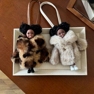 Colgante de muñeca de felpa con estampado de leopardo y cuero negro, accesorio de lujo para bolso <span class=keywords><strong>Kelly</strong></span>, llavero colgante de nicho para bolso - Product Image 3