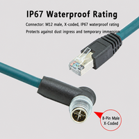 Câble M12 X Code vers RJ45 8 broches, droit ou coudé, Cat6, Ethernet industriel GigE pour caméra de vision industrielle