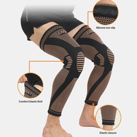 Protège-genoux et chevilles de badminton avec protection complète, soutien élastique aux ions de cuivre, en Spandex et Nylon