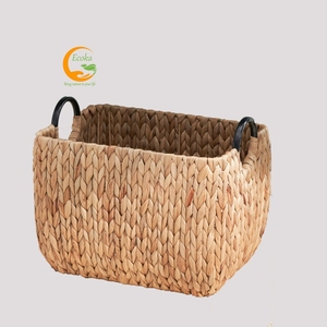 16" X 12" X 13" Hand-Woven <b>Rectangle</b> Water Hyacinth Eco-Friendly Multifunction Clothing <b>Storage</b> <b>Baskets</b> Modern Bathroom New - Product Image 5