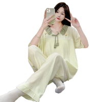 Nuage coton pyjamas femmes été doux avec coussin de poitrine pantalon à manches courtes grande taille 220 livres gros vêtements de maison décontractés