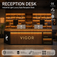 Comptoir de bar d'angle en bois de style industriel, personnalisable, pour café, restaurant, salle de sport et boîte de nuit, avec fonction de caisse de réception