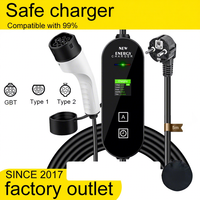 Chargeur EV portable 3,5 kW 16A avec connecteur Type 2 GBT, écran LCD, IP66, arrêt automatique, câble de charge EV domestique