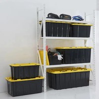 Boîte de rangement en plastique PP JX grande capacité avec couvercle, 25L-200L, portable, multi-usages, bac de rangement pour salon, personnalisable