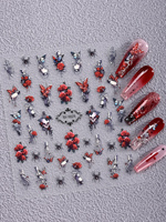 Autocollants pour ongles en relief 5D gothiques en forme de rose, décalcomanies 2025, colle douce, bricolage, enveloppes pour ongles gothiques, forme de cœur, décalcomanies 3D