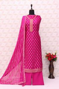Costume Salwar en soie Jacquard de viscose pure au design moderne, parfait pour le festival, le mariage, la collection exclusive de l'Inde - Product Image 3
