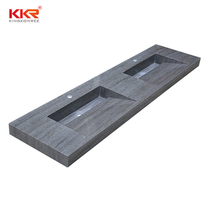 Moderno lavabo in marmo a parete con superficie solida in pietra artificiale lavello in resina con scolapiatti <span class=keywords><strong>per</strong></span> bagni dell'hotel - Product Image 4