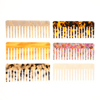 Peigne à cheveux vintage en acétate à dents larges, motif écaille de tortue marbré, démêlant, haute qualité, durable, outils de mode pour usage quotidien