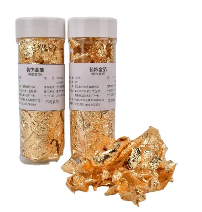 1PCS Edible Grade Genuine Gold Leaf Schabin Flakes 2g 24K Gold Decorative Dishes Chef Art for Cake Decorating Chocolate
