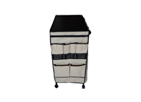Chariot de rangement mobile moderne à trois niveaux en fer avec paniers en maille et poignée, multifonctionnel pour cuisine, salle de bain et garage