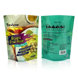 Sacs debout surgelés scellables biodégradables de restaurant avec logo personnalisé pour l'emballage de riz alimentaire micro-ondes Sacs pochette en plastique de cornue
