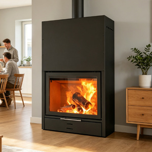 Caminetto Moderno a Legna Autoportante per Interni <span class=keywords><strong>con</strong></span> Porta Scorrevole Verticale per Riscaldamento Residenziale in Soggiorno e Villa - Product Image 3