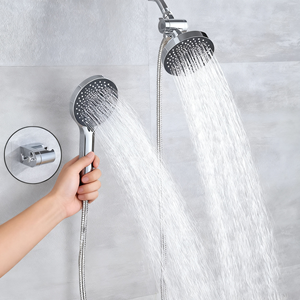 ชุดฝักบัวแบบติดผนังพร้อม<span class=keywords><strong>ก๊อก</strong></span>น้ำควบคุมอุณหภูมิสเตนเลสสตีลอเมริกัน 3 ฟังก์ชั่น หัวฝักบัวคู่แบบซ่อนพร้อมที่จับ - Product Image 5