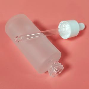 Flacon compte-gouttes en verre de 50 ml pour sérum huileux de forme ronde, logo personnalisé, flacon en verre pour sérum huileux givré pour fournisseur d'emballages cosmétiques - Product Image 4
