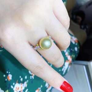 Nouvelle bague en or 925 avec perle naturelle de couleur reine, 12-11 mm, ronde, presque parfaite, ouverture pour les amateurs de perles - Product Image 4