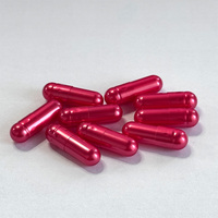 Capsules de pilules vides de couleur rouge métallique, taille 00 0, capsules vides en gélatine dure perlée