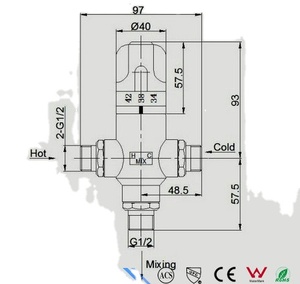 Beelee ตลับทองแดง G1/2 "ปรับอุณหภูมิ Thermostatic วาล์วผสมสำหรับระบบพลังงานแสงอาทิตย์ - Product Image 3