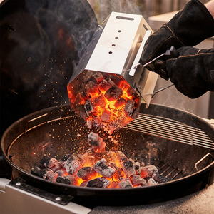 Allume-<span class=keywords><strong>charbon</strong></span> de qualité supérieure en acier inoxydable avec double poignée, allumage rapide, allume-barbecue avec grille métallique interne - Product Image 1