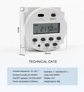 Cn101a temporizador de energia lcd digital, 220v 230v 240v, 7 dias, programável, temporizador de relé, 10a, cn101, mini relógio, temporizador