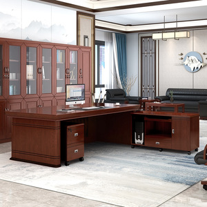 Escritorio Ejecutivo de Estilo Chino Moderno con Gabinete de Almacenamiento, Escritorio Grande para Oficina, Espacio de Trabajo para Jefes - Product Image 3
