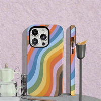 Coque de téléphone style bande arc-en-ciel - Adhésif magnétique deux-en-un pour recharge sans fil antichoc pour iPhone 17 16 15 14 13 12 11