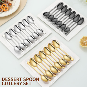 Ensemble de 12 cuillères à dessert en acier inoxydable de luxe pour la cuisine, cuillère à café comestible - Product Image 6