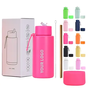 Thẳng thắn màu xanh lá cây 34 oz thép không gỉ cách nhiệt chân không Flask 1000ml tái sử dụng thể thao phòng tập thể dục Aqua Tumbler trẻ em uống chai nước