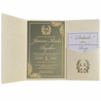 Invitation de mariage et d'anniversaire personnalisée en acrylique pliable de luxe, vert foncé, dorure à chaud, 5x7 pouces, modèle européen populaire de qualité supérieure