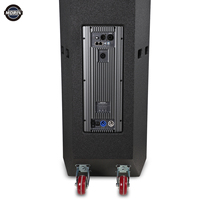 Barre de son amplifiée intégrée 2400W de pointe, haut-parleur actif double 15 pouces haut de gamme PA 4 Ohm, étanche et portable