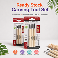 Ensemble d'outils de sculpture sur bois professionnels Giorgione, 3 pièces, ciseaux à découper tranchants avec manche en bois pour artistes et artisans