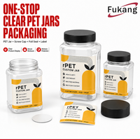 Bocaux en plastique transparent RPET personnalisés pour produits, emballages sur mesure, forme et taille personnalisées, impression haute clarté, service d'approvisionnement direct usine, emballage en vrac, bocaux PET avec couvercles