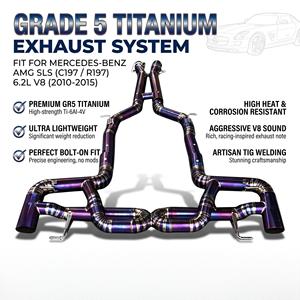 Échappement Catback Vortex Titanium Purple Non-Résonné pour Mercedes AMG SLS R197 6.2L V8 avec Système de Double Sortie d'Échappement Violette - Product Image 1