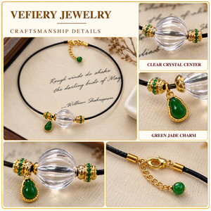 Pulsera Elástica de Cuentas Redondas de Cuarzo Transparente Natural con Detalles de Jade y Tono Dorado para Mujer, Joyería al por Mayor - Product Image 3