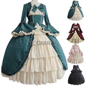 Halloween Phụ Nữ Thời Trung Cổ Retro Printress Cosplay Dài Ăn Mặc Masquerade Mặc