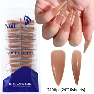 Nouvelle Arrivée – 240 Pièces d'Extensions d'Ongles Artificiels Marron Glacé Transparent Brillant, Longs Stilettos, Double Usage - Product Image 5